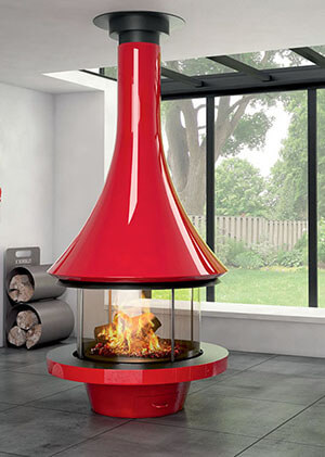 poele cheminee design rouge bordelet